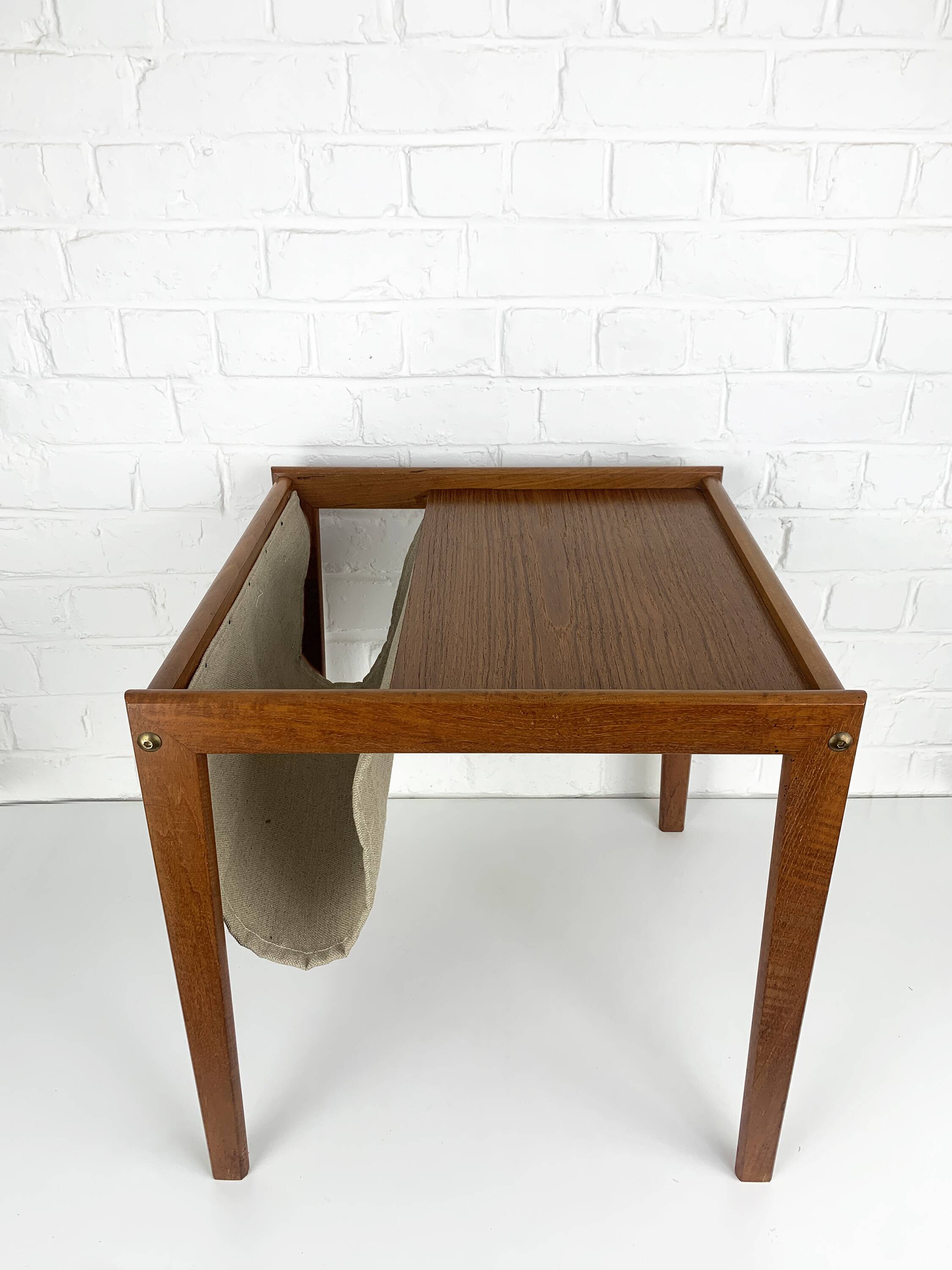 Danish teak side table with magazine rack, 1960s