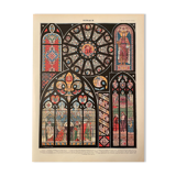 Lithograph engraving on stained glass windows (Tournai Cathedral) from 1897