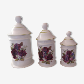 3 pots porcelaine décor floral