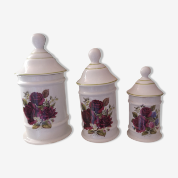 3 jars porcelain floral decoration