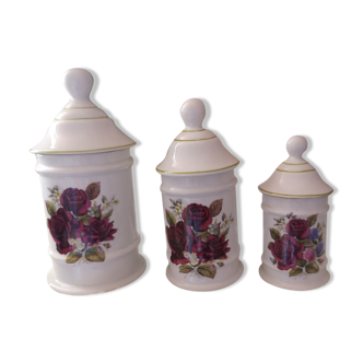 3 pots porcelaine décor floral