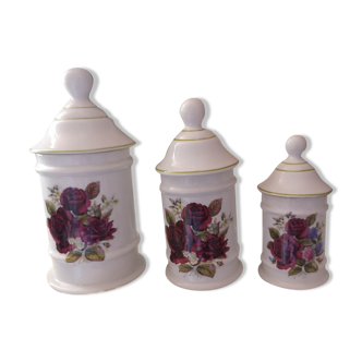 3 jars porcelain floral decoration