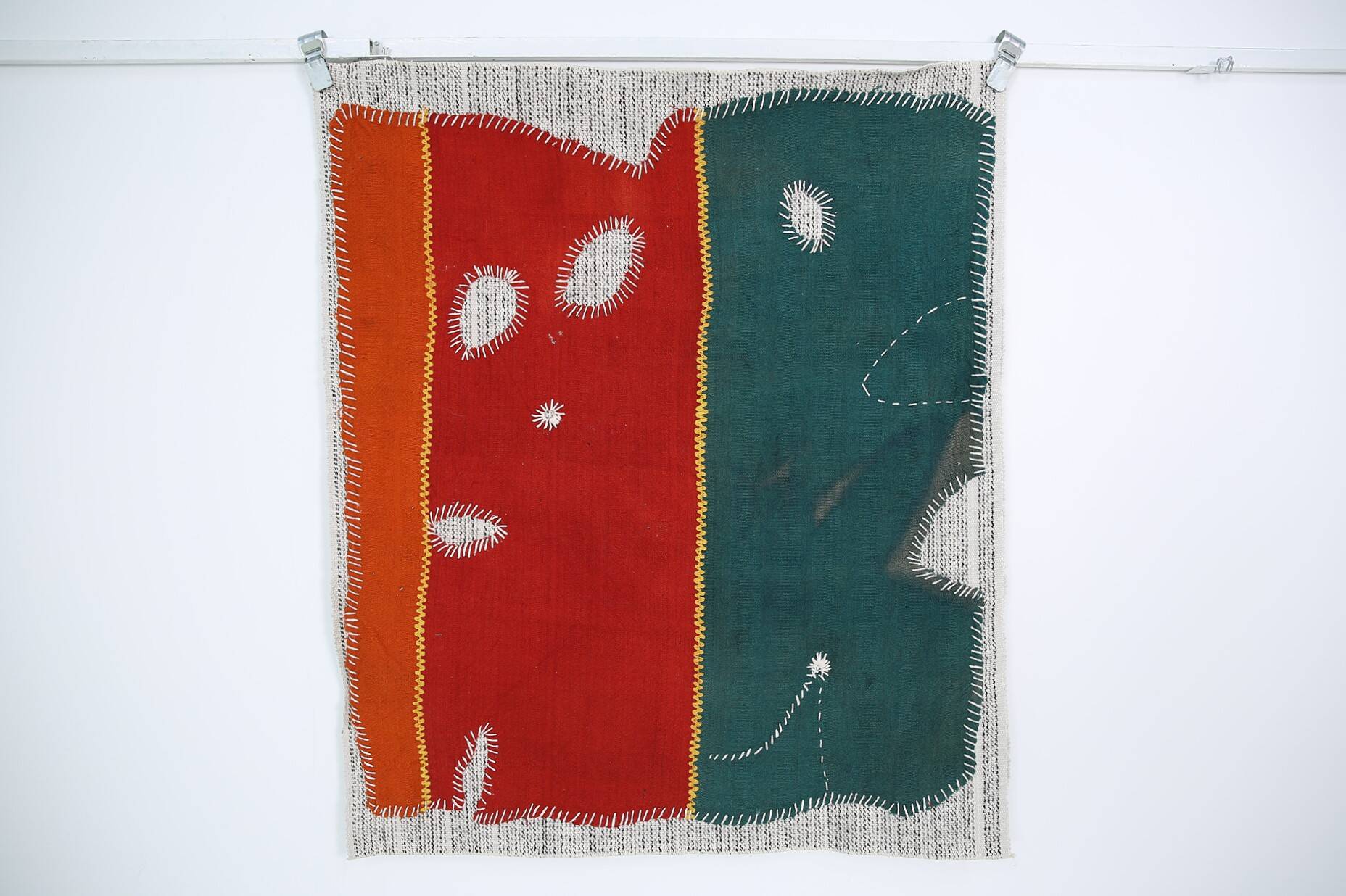 Emerald Green Handwoven Vintage Wall Hanging, Woven Wall Art, 105x123 Cm