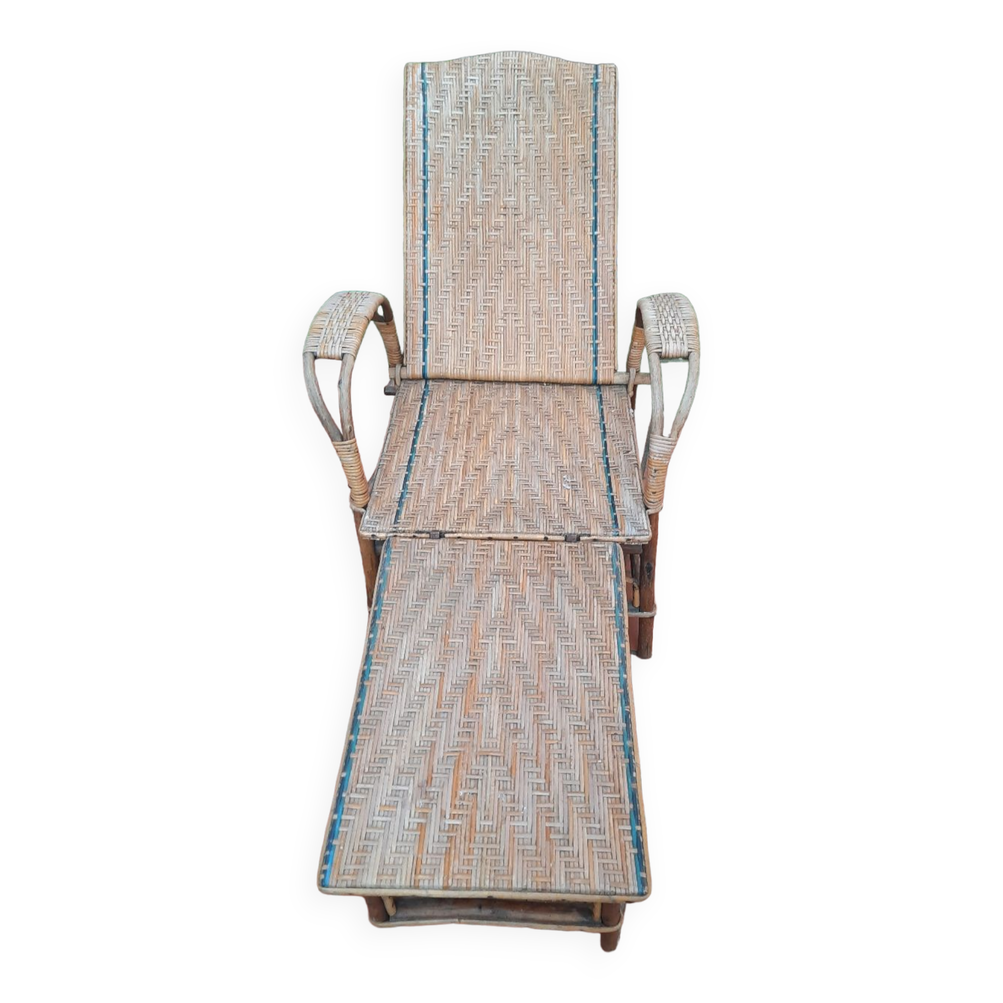 Chaise longue rotin vintage