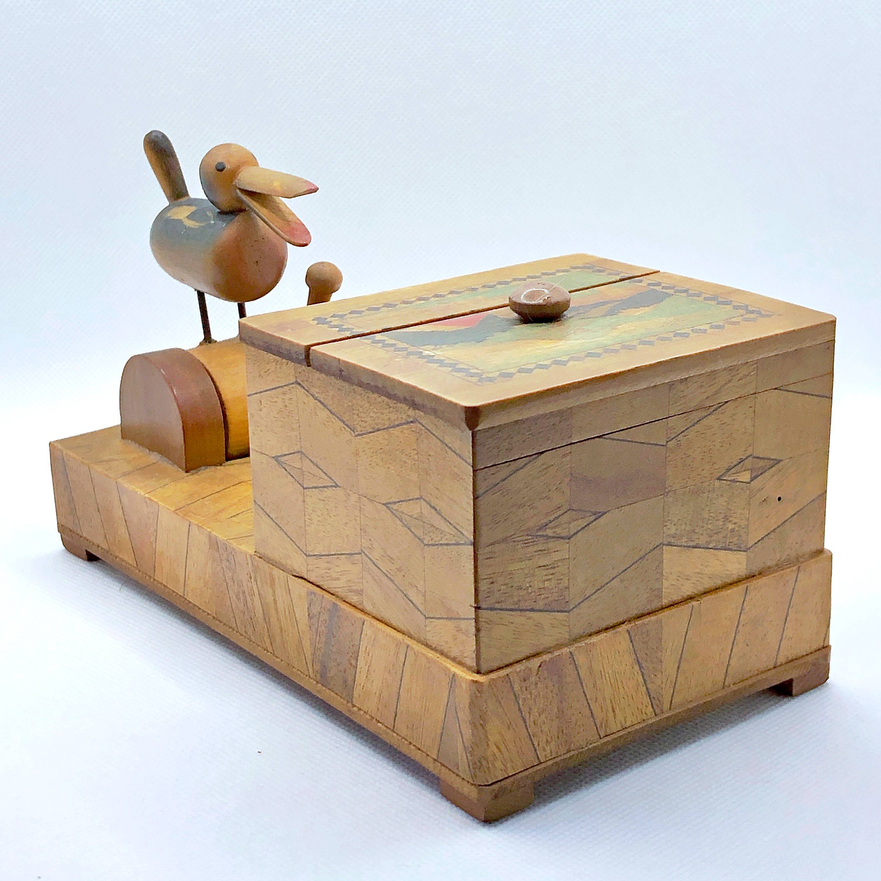 Cigarette dispenser inlaid wood Retro 30/40