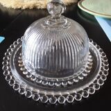Plateau et cloche en verre
