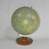 Paper mache globe on a wooden base, 1975