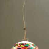 Suspension en verre soufflé blanc et coloré et métal chromé par La Murrina