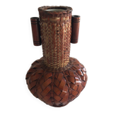 Japanese Ikebana vase in woven bamboo