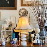 Alabaster table lamp and beige cotton