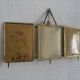 Vintage 1920s triptych barber mirror, gold with flowers, new and affordable - 28 x 60.