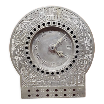 Horloge en laiton massif signes du zodiaque années 50
