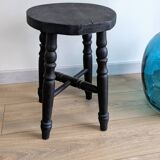 Antique solid wood stool with turned legs – rustic country style