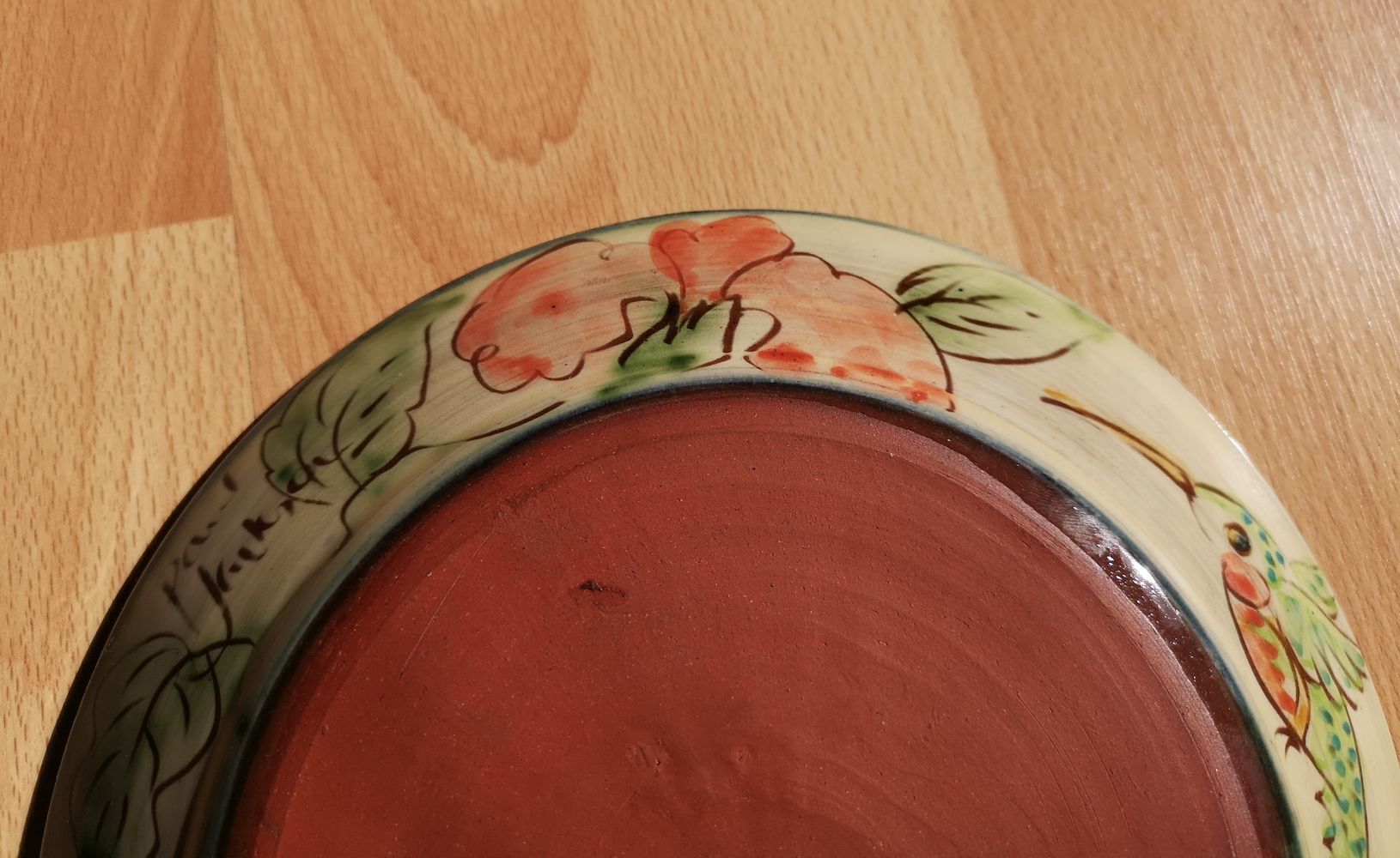 Glazed terracotta plate by Paul Jackson - English ceramist - 1980s/1990s