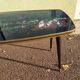Table basse pieds compas formica verre paysage moulin breton - vintage 1960