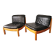 Pair of designer leather armchairs 80s