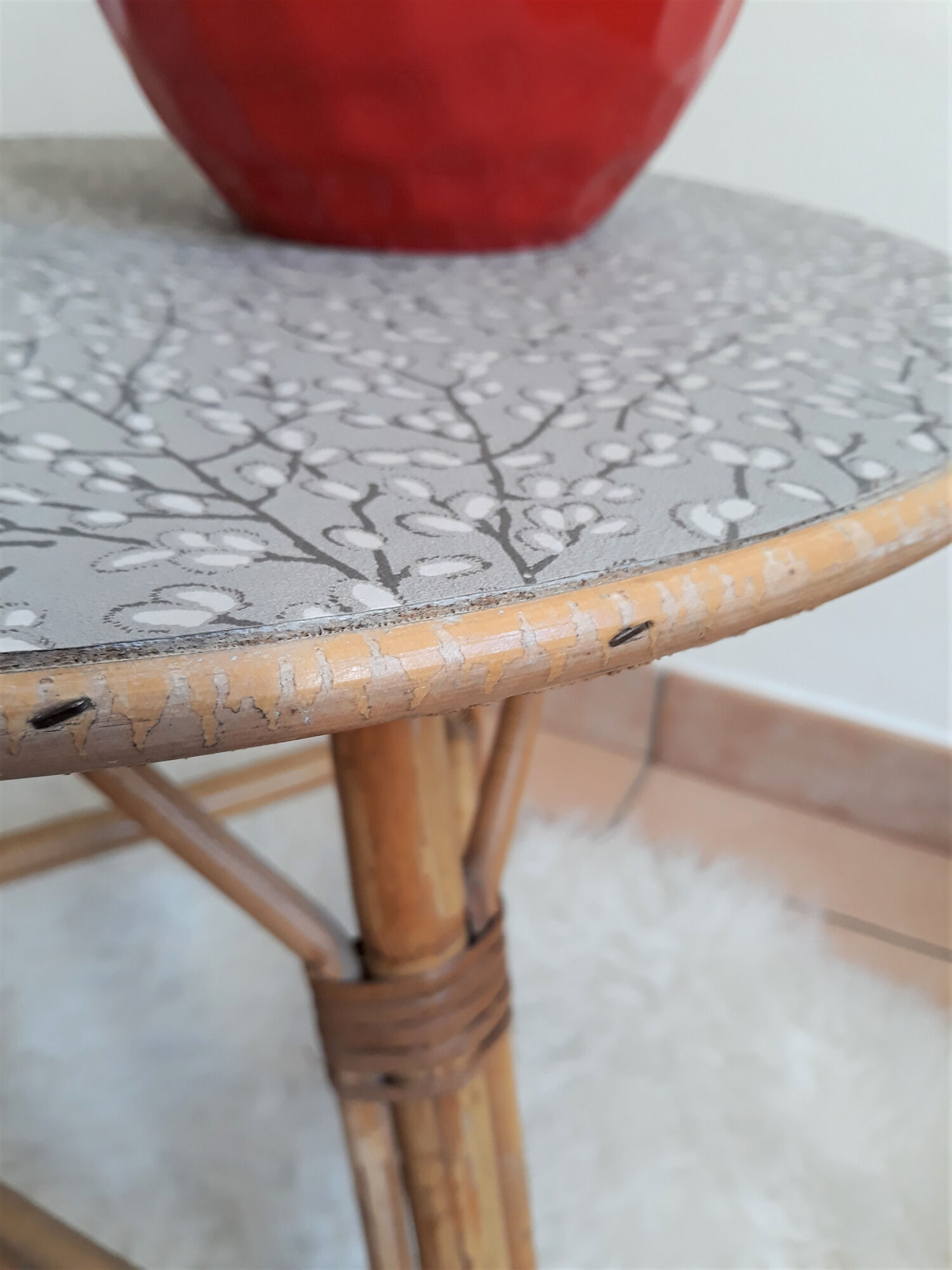 Table en rotin vintage 1960