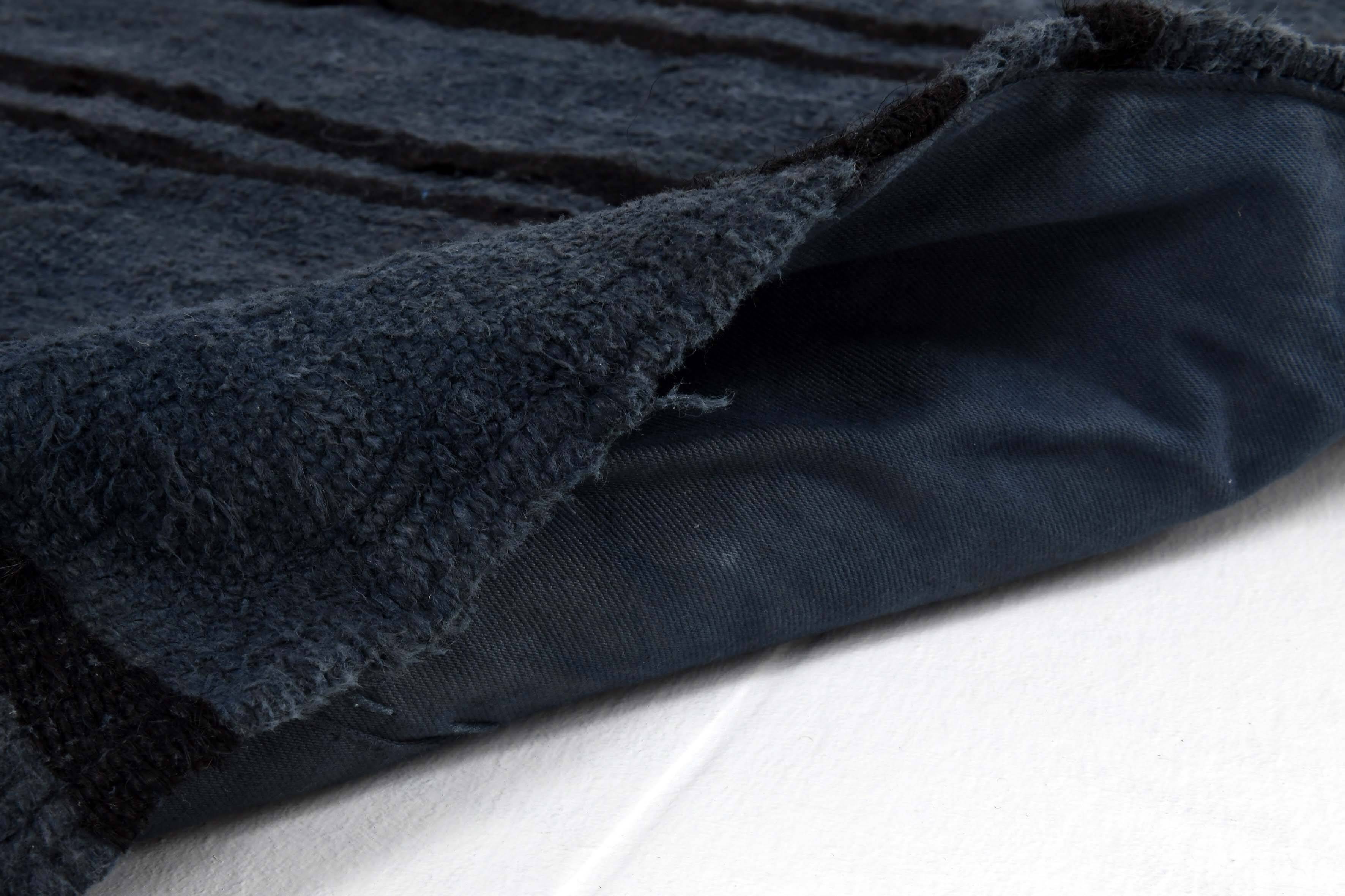 6x8 Navy Blue & Black Striped Kilim Rug, 174x240Cm