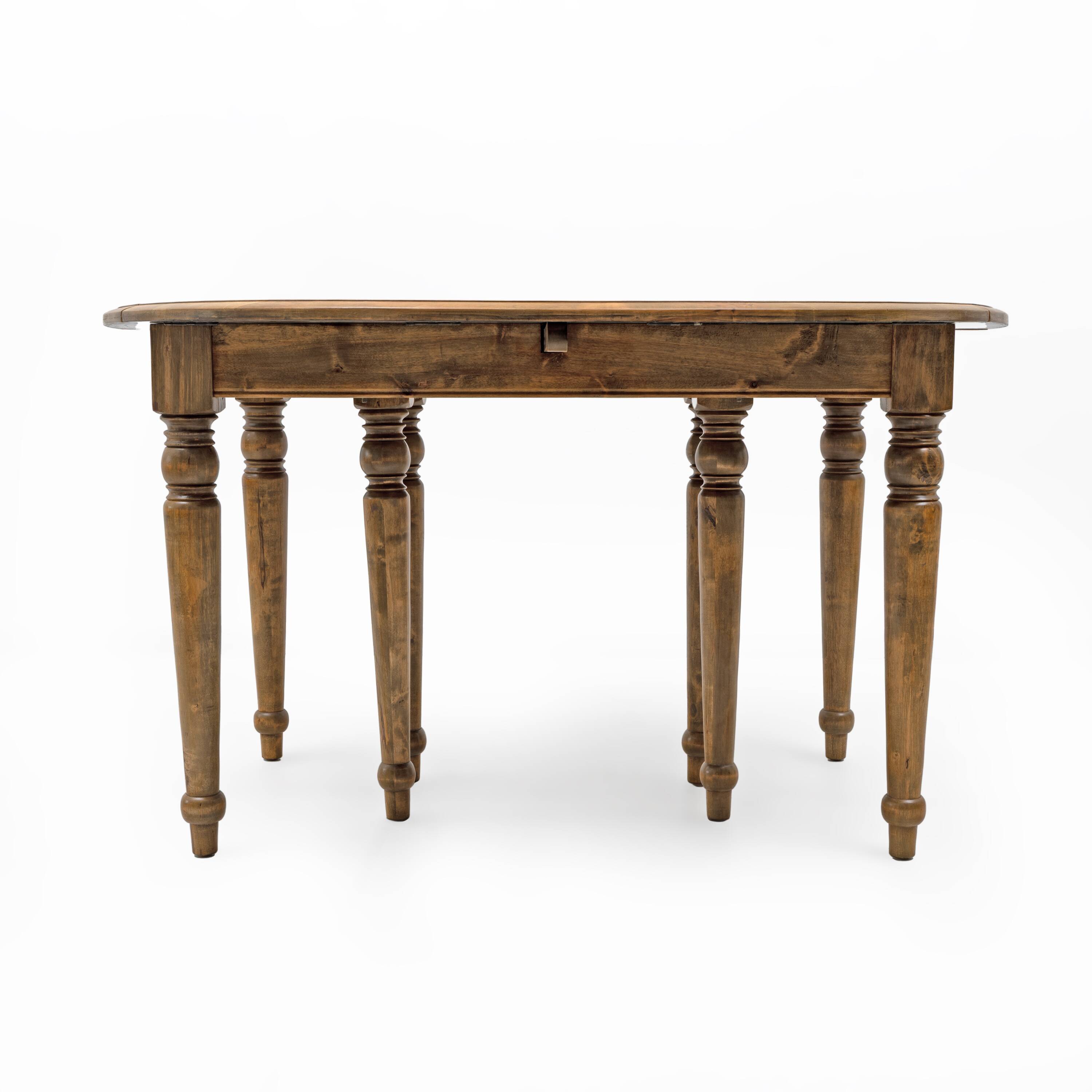 19th Century Tuscan Elm Extendable Round Dining Table with Five Leaves