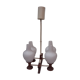 Scandinavian teak chandelier white opaline 1950