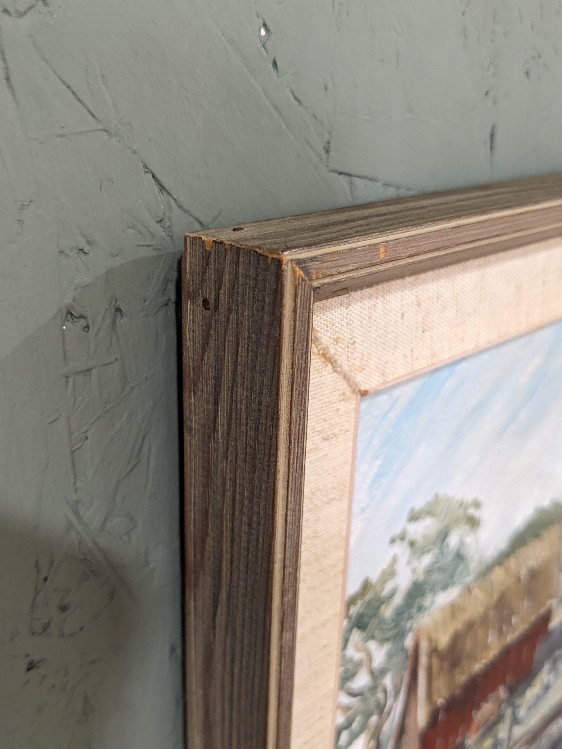 1971 Mid-Century Modern "Boathouse", Vintage Swedish Framed Oil Painting