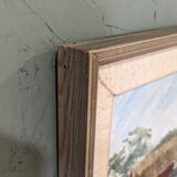 1971 Mid-Century Modern "Boathouse", Vintage Swedish Framed Oil Painting