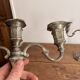 Antique Pair Art Deco Louis XV 3 Arm Silver-Plated Candelabra