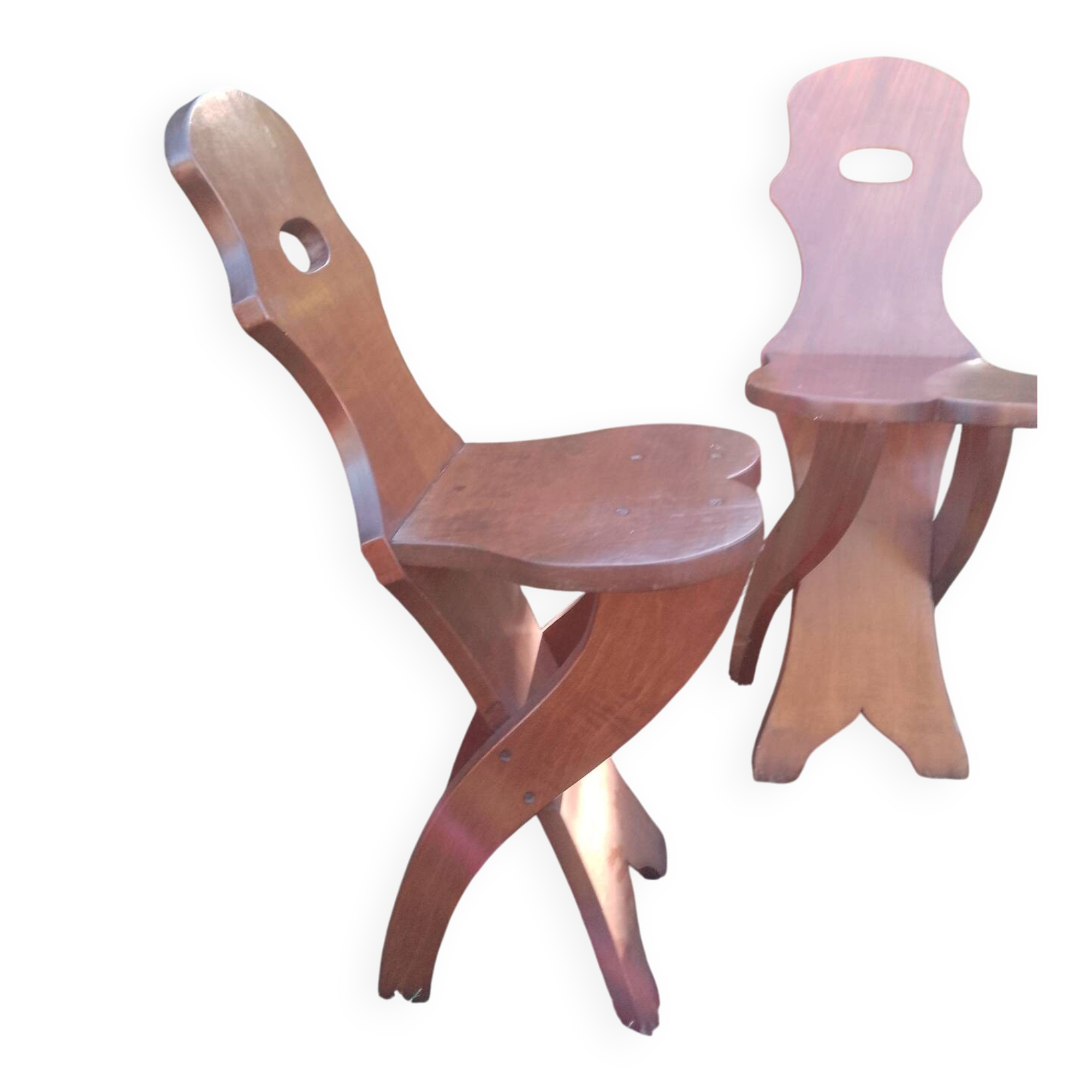 Pair of vintage 50's brutalist chairs with stamps.