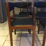 Set of 6 chairs teak leather