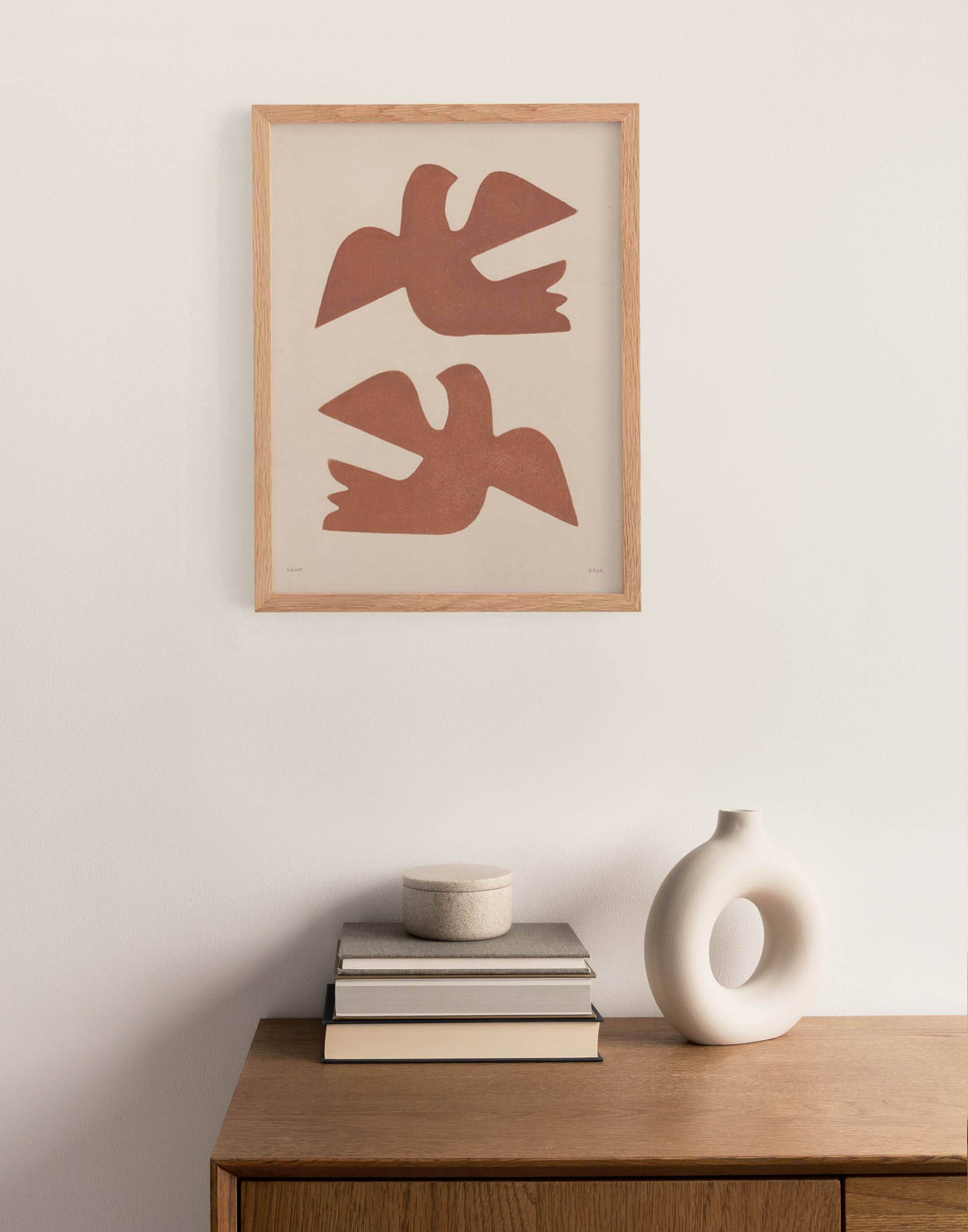Illustration Birds 30x40 painting signed Eawy