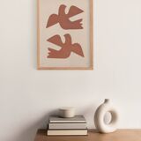 Illustration Birds 30x40 painting signed Eawy