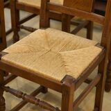 Set of 6 brutalist oak chairs from the 1950s.