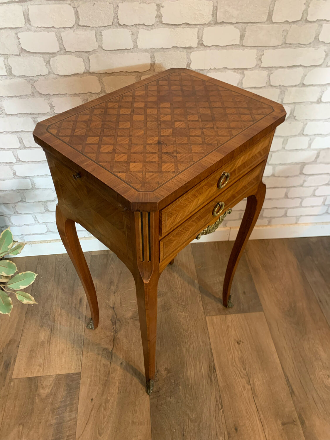 Bedside table in Louis XV style marquetry