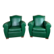 Armchairs (the pair) vintage 1950 in dark green skaï