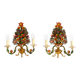 A pair of beautiful 1960s hand-painted and gilded metal wall lamps by Hans