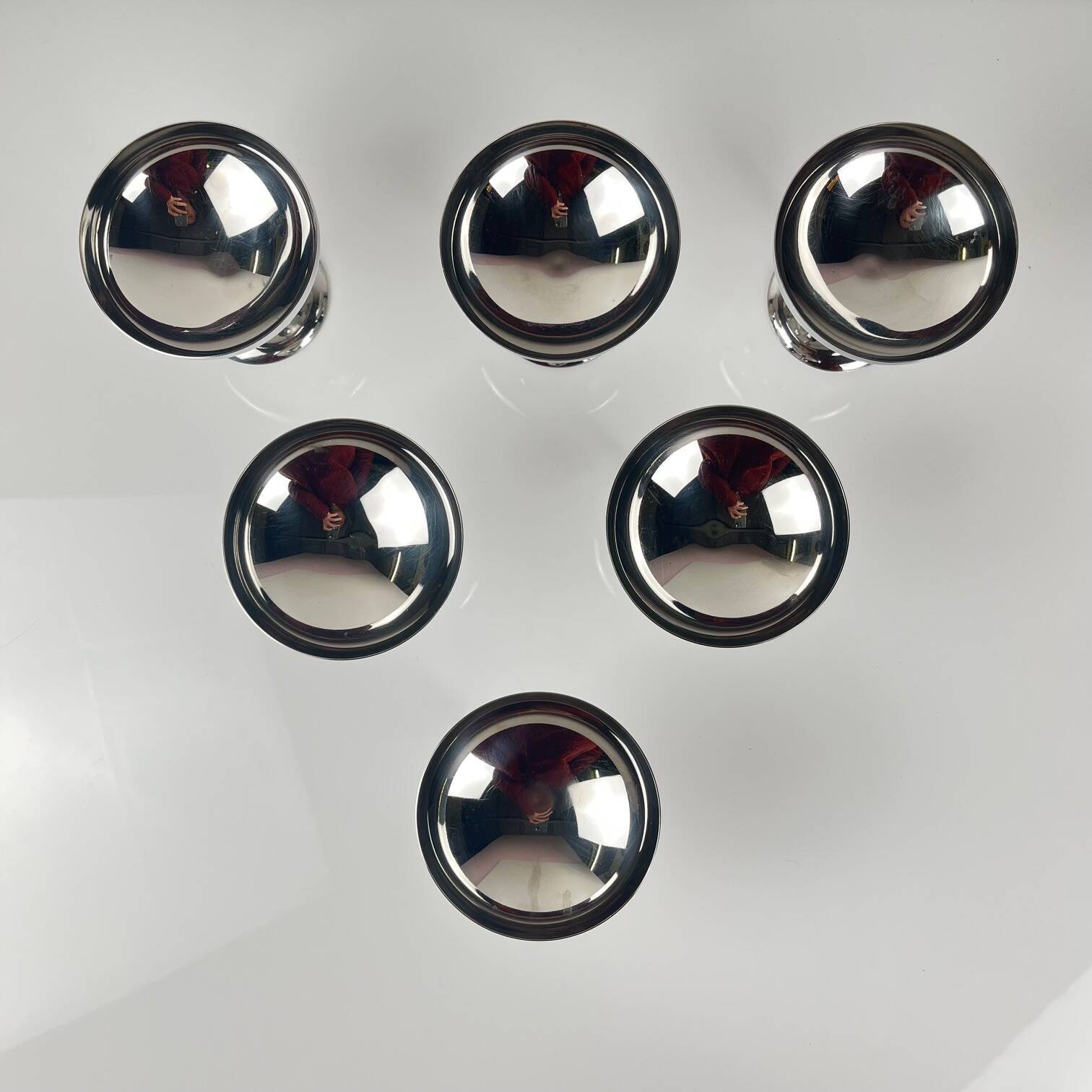 Set of 6 stainless steel ice cream cups, modern design