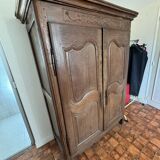 Antique carved wooden wardrobe – 2 doors – Molded cornice