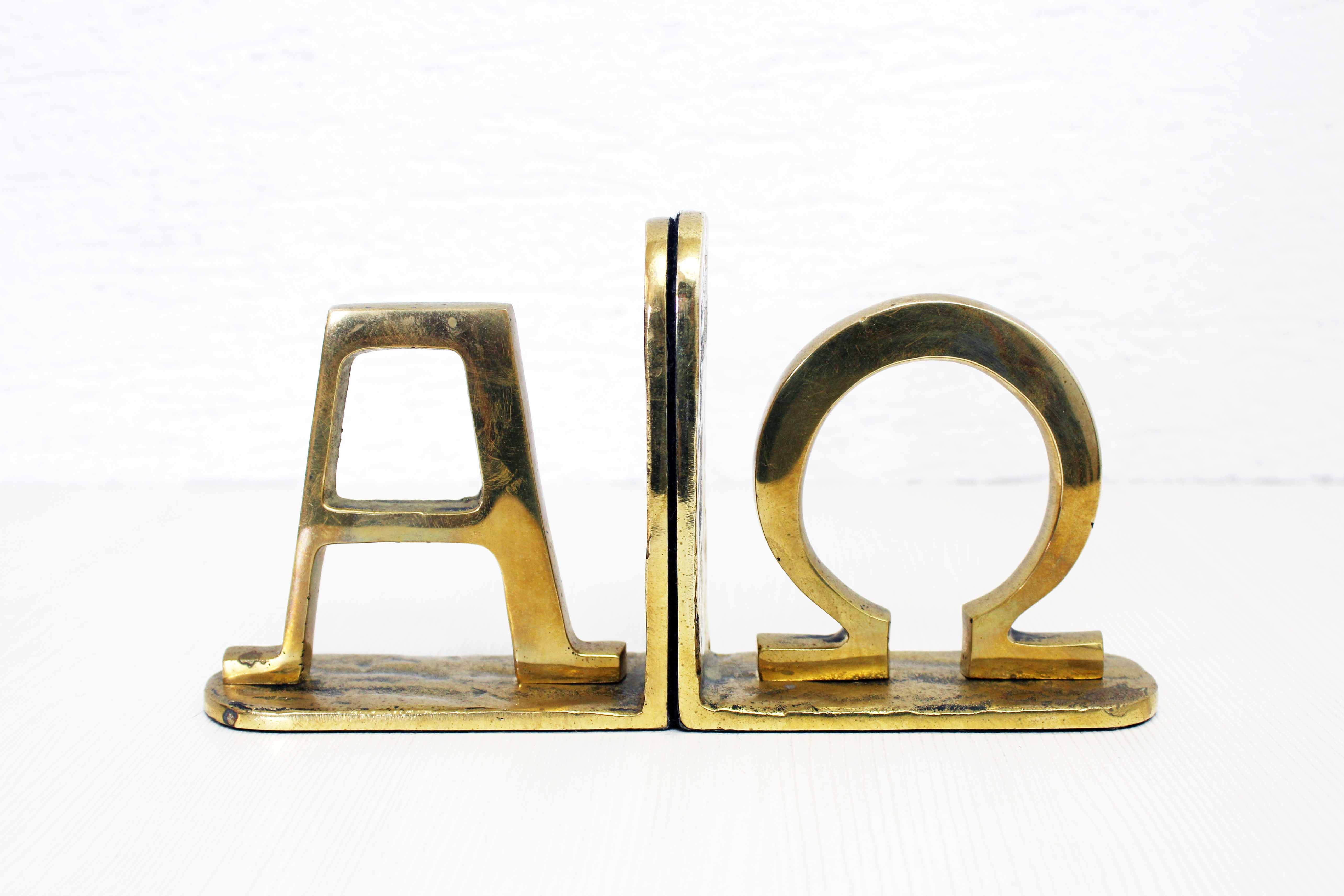 Bookends "Alpha Omega" brass