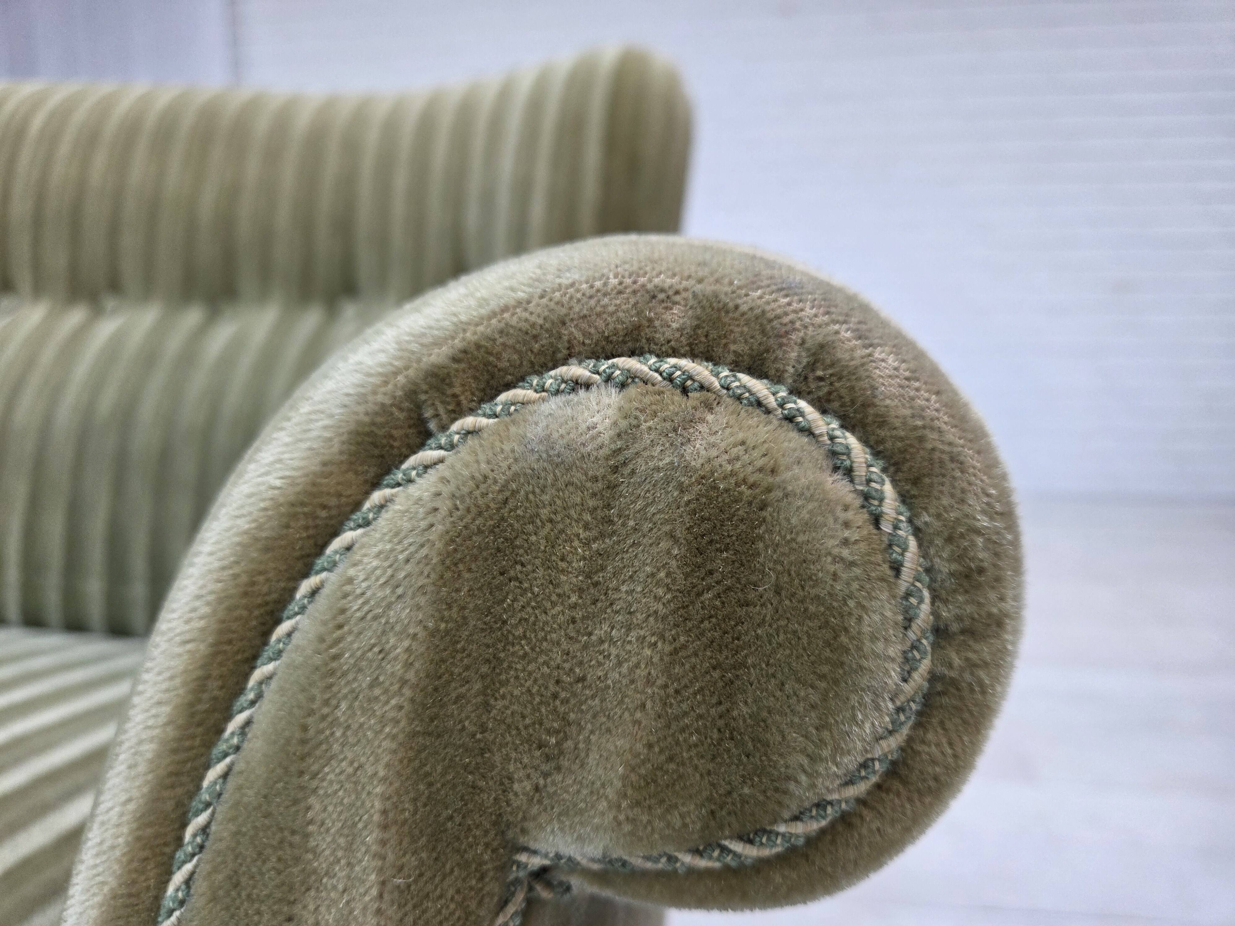 1960s, Danish 2-seater sofa, original furniture velour, beech wood.