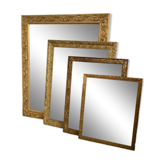 set of 4 mirrors in wood and gilded stucco early 20th century