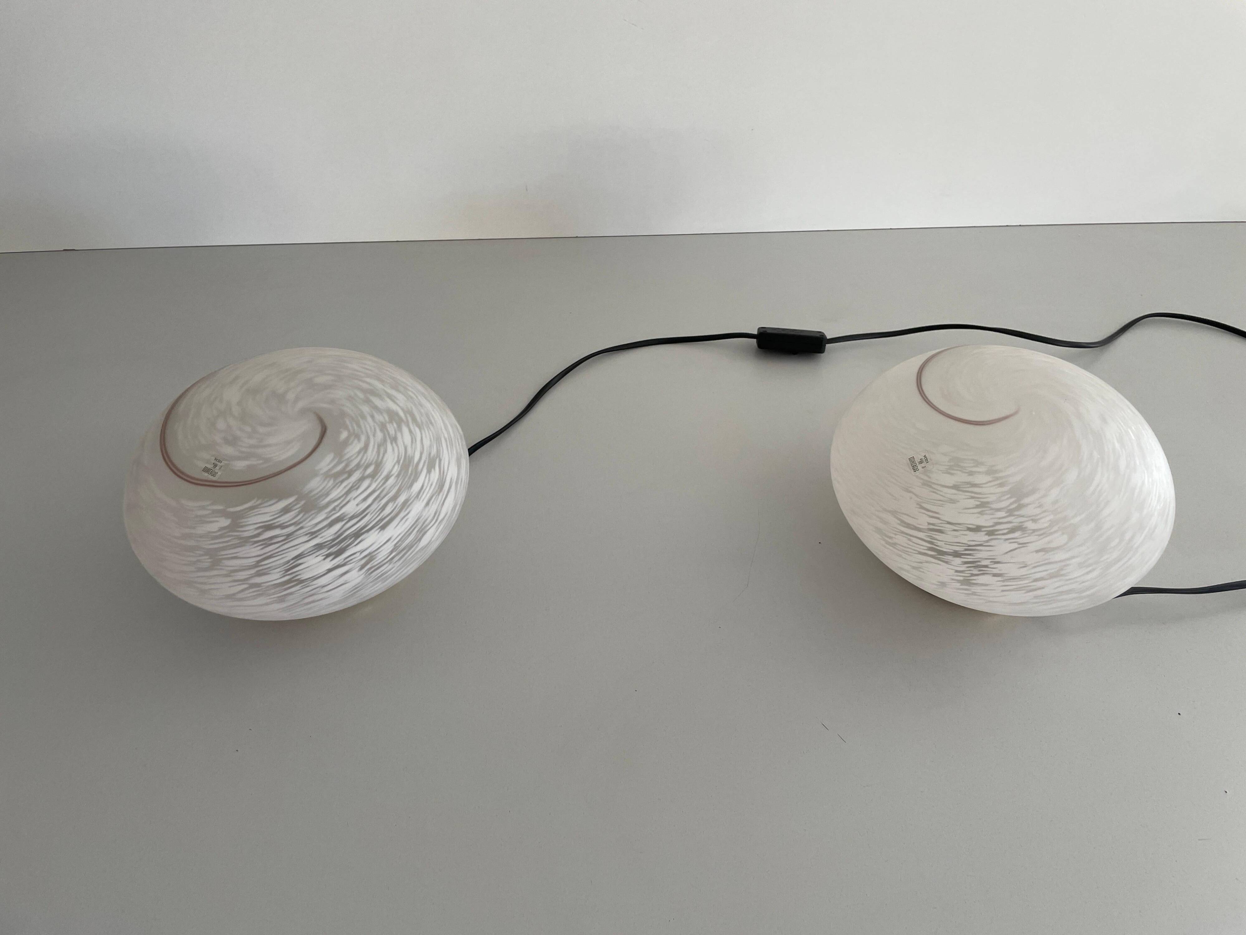Pair of mid-century glass table lamps by Vetri Murano, 1960s, Italy.