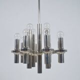 Modernist chandelier in chrome attributed to Gaetano Sciolari, 1970s