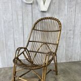 Large vintage rattan armchair