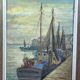 oil on panel signed Crismane - Fishing port, Brittany