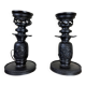 Japan Meiji period: Pair of patinated bronze candlesticks circa 1880