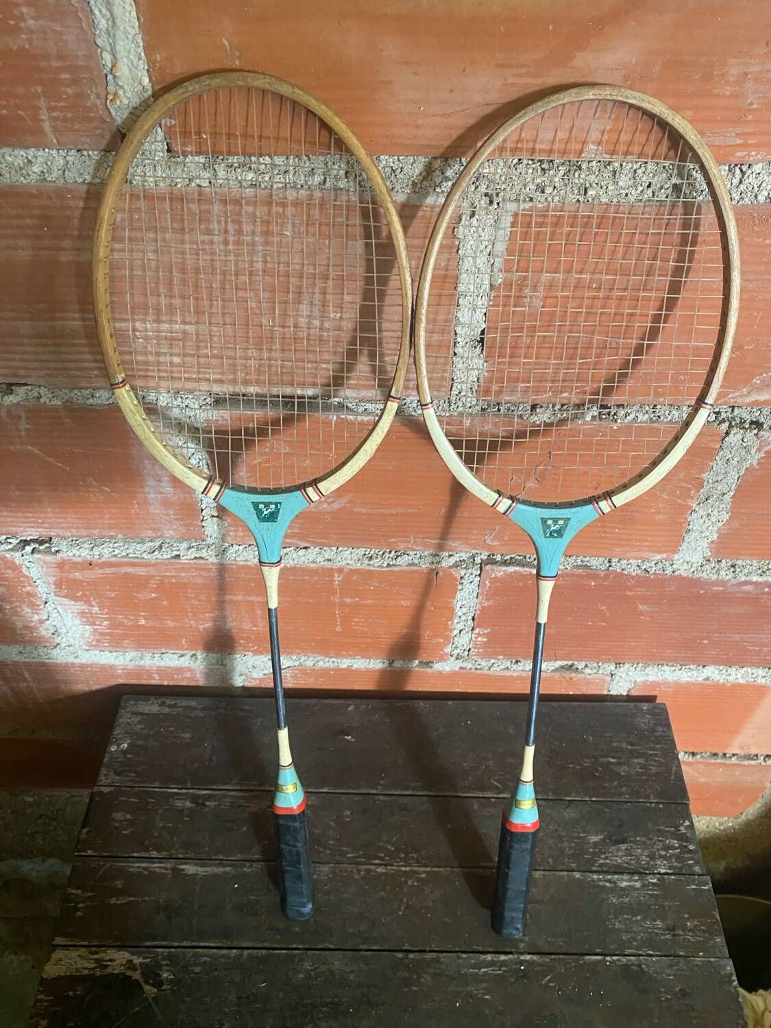 Pair of Vintage Badminton Rackets Wood + Metal from the 1950s #D579