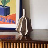 Organic modern white earthenware vase, France 1970s