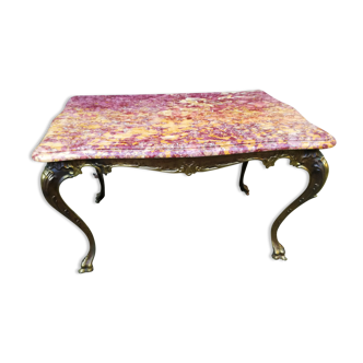 Coffee table Louis XV pink marble