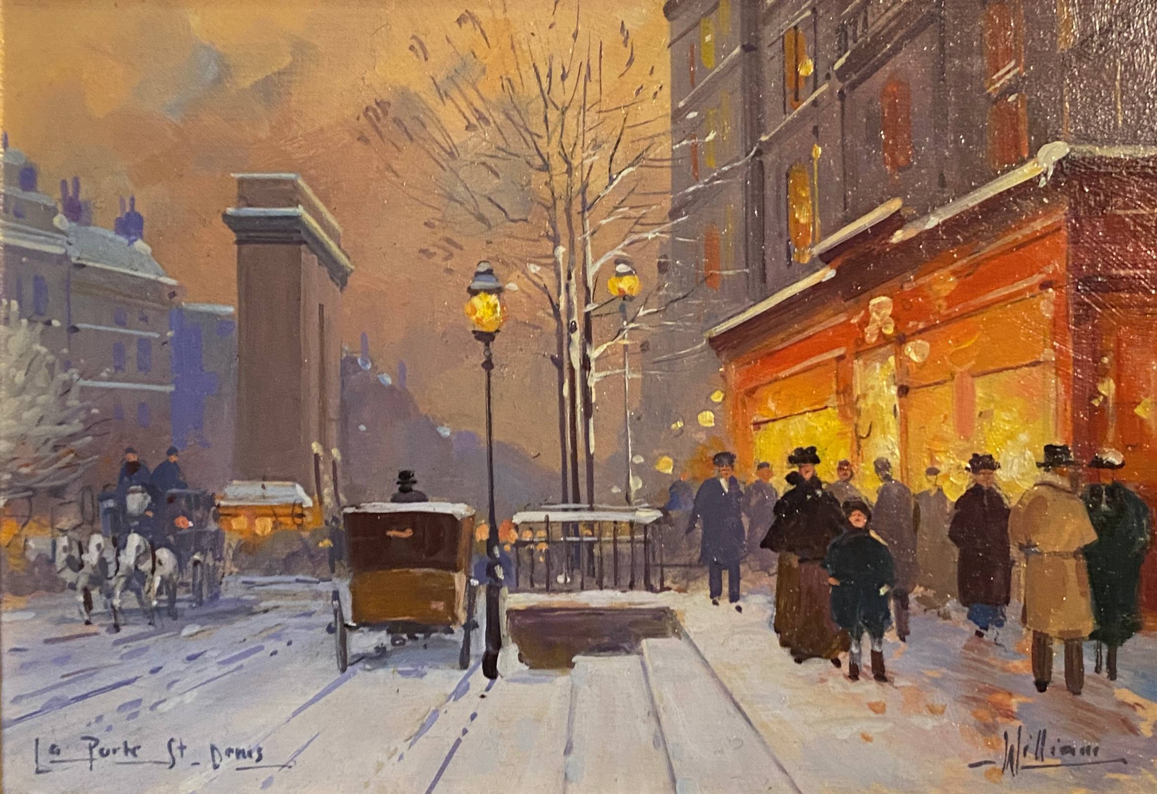 HSP Paris Porte St Denis painting signed William ec. XX° cf. Laloue Cortès + frame