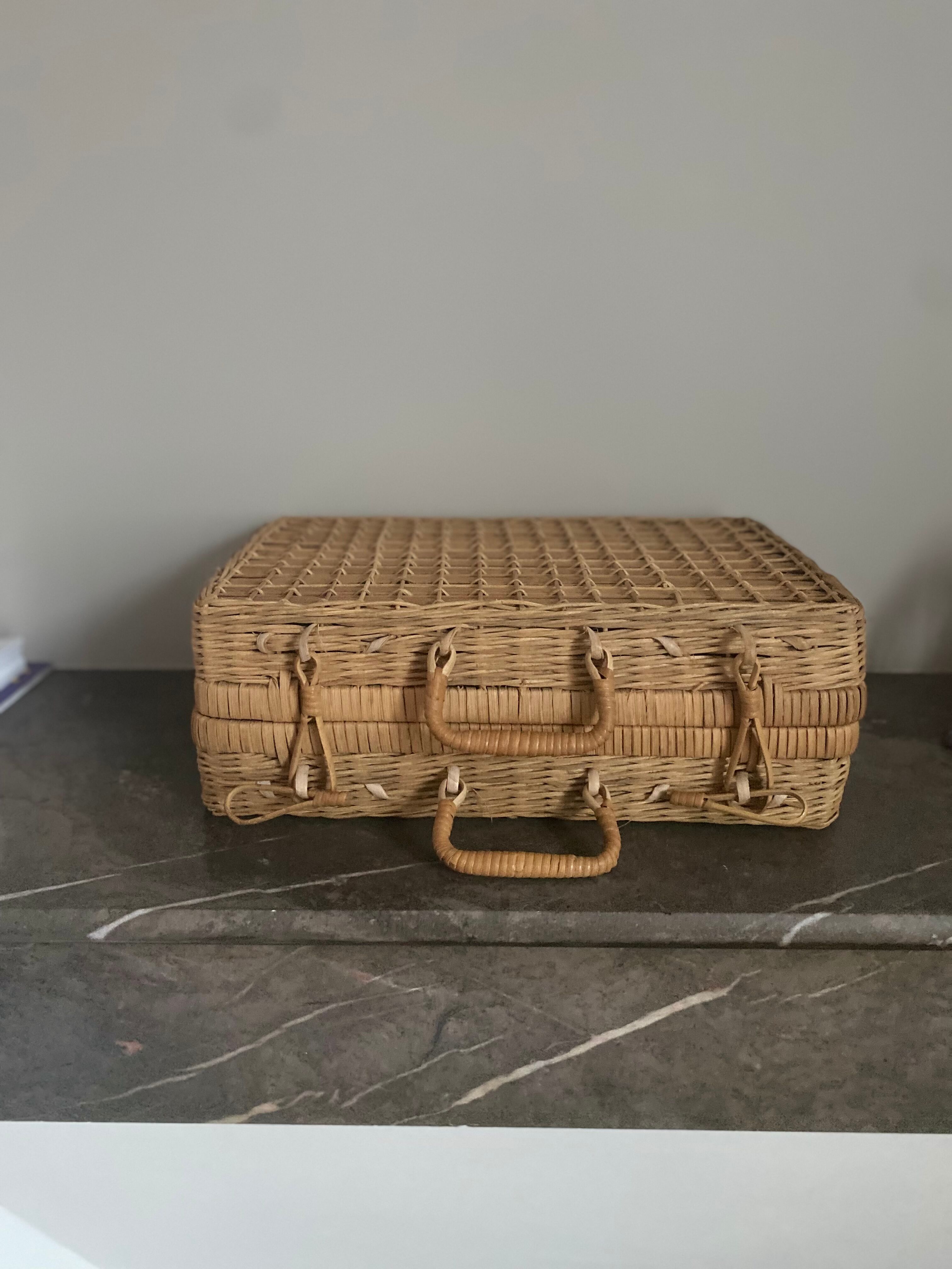 Vintage wicker suitcase